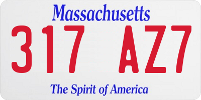 MA license plate 317AZ7