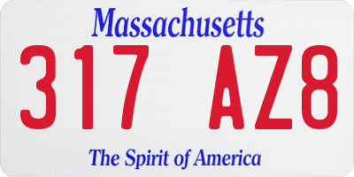 MA license plate 317AZ8