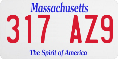 MA license plate 317AZ9