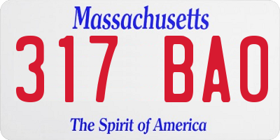 MA license plate 317BA0