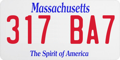 MA license plate 317BA7