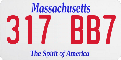MA license plate 317BB7
