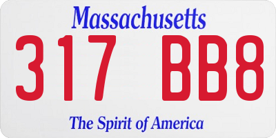 MA license plate 317BB8