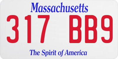 MA license plate 317BB9