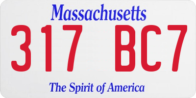 MA license plate 317BC7