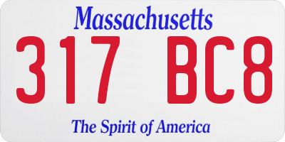 MA license plate 317BC8