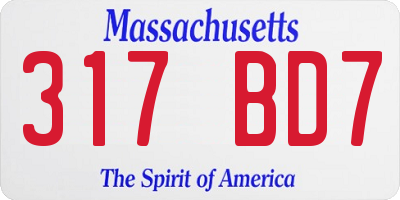 MA license plate 317BD7