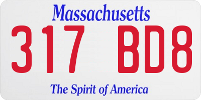 MA license plate 317BD8