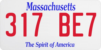MA license plate 317BE7