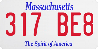 MA license plate 317BE8