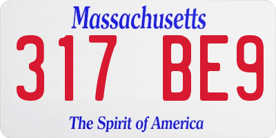 MA license plate 317BE9