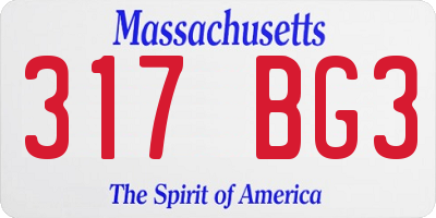 MA license plate 317BG3