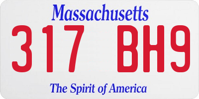 MA license plate 317BH9