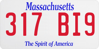 MA license plate 317BI9