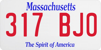 MA license plate 317BJ0
