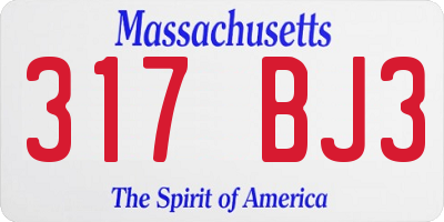 MA license plate 317BJ3