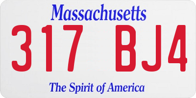 MA license plate 317BJ4