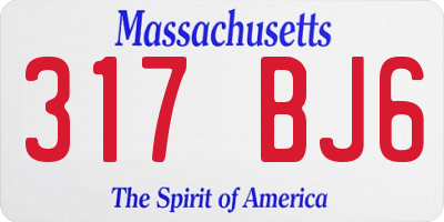 MA license plate 317BJ6