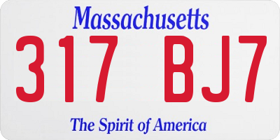 MA license plate 317BJ7