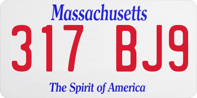 MA license plate 317BJ9