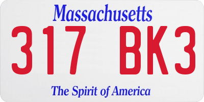 MA license plate 317BK3