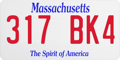 MA license plate 317BK4