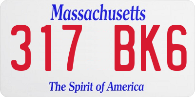 MA license plate 317BK6