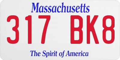 MA license plate 317BK8