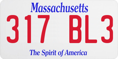 MA license plate 317BL3
