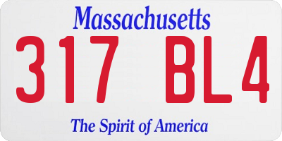 MA license plate 317BL4