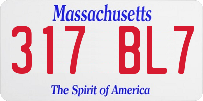 MA license plate 317BL7
