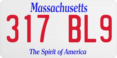 MA license plate 317BL9