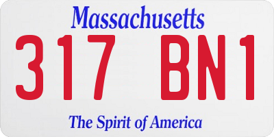 MA license plate 317BN1
