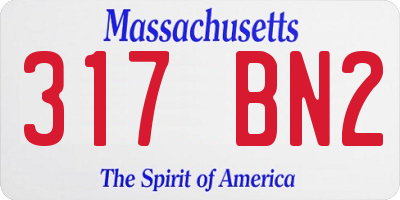 MA license plate 317BN2
