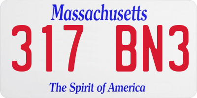 MA license plate 317BN3