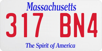MA license plate 317BN4