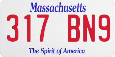 MA license plate 317BN9