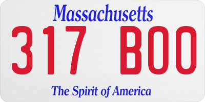 MA license plate 317BO0