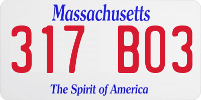 MA license plate 317BO3