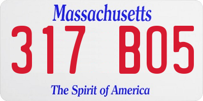 MA license plate 317BO5