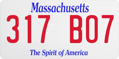 MA license plate 317BO7