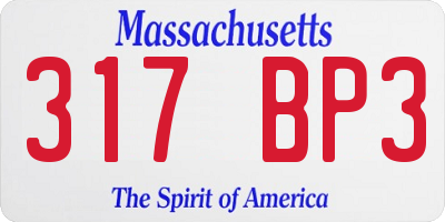 MA license plate 317BP3