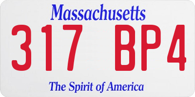 MA license plate 317BP4