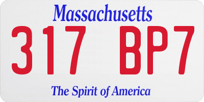 MA license plate 317BP7