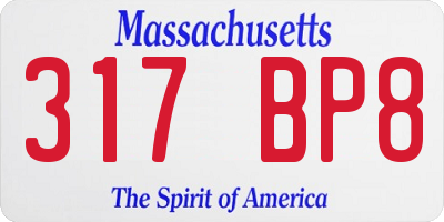 MA license plate 317BP8