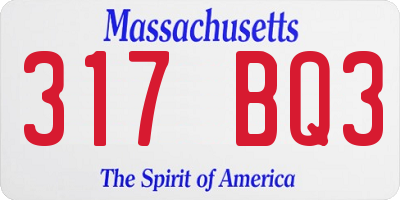 MA license plate 317BQ3