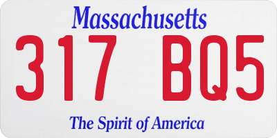 MA license plate 317BQ5