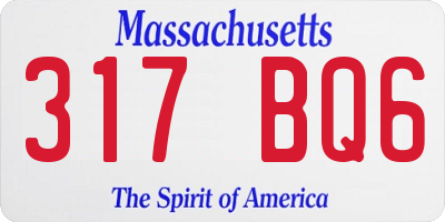 MA license plate 317BQ6
