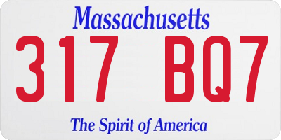 MA license plate 317BQ7