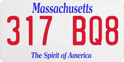 MA license plate 317BQ8